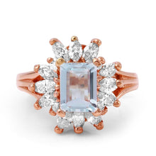 Load image into Gallery viewer, 2.70 Carats Natural Aquamarine and Diamond 14K Solid Rose Gold Ring