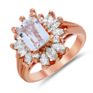 2.70 Carats Natural Aquamarine and Diamond 14K Solid Rose Gold Ring