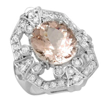 Load image into Gallery viewer, 7.90 Carats Natural Morganite and Diamond 14K Solid White Gold Ring