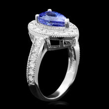 Load image into Gallery viewer, 3.30 Carats Natural Tanzanite and Diamond 14K Solid White Gold Ring