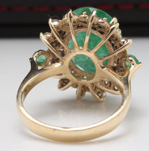 Load image into Gallery viewer, 6.42 Carats Natural Emerald and Diamond 14K Solid Yellow Gold Ring
