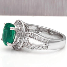 Load image into Gallery viewer, 2.90 Carats Natural Emerald and Diamond 14K Solid White Gold Ring