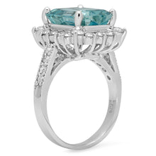 Load image into Gallery viewer, 6.20 Carats Natural Aquamarine and Diamond 14K Solid White Gold Ring