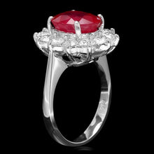 Load image into Gallery viewer, 6.60 Carats Natural Red Ruby and Diamond 14K Solid White Gold Ring