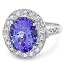 Load image into Gallery viewer, 5.40 Carats Natural Tanzanite and Diamond 14k Solid White Gold Ring