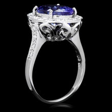 Load image into Gallery viewer, 5.40 Carats Natural Tanzanite and Diamond 14k Solid White Gold Ring