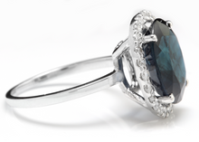 Load image into Gallery viewer, 7.50 Carats Exquisite Natural Blue Sapphire and Diamond 14K Solid White Gold Ring