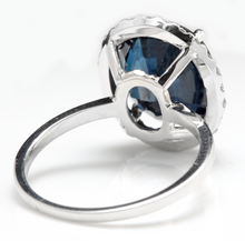 Load image into Gallery viewer, 7.50 Carats Exquisite Natural Blue Sapphire and Diamond 14K Solid White Gold Ring