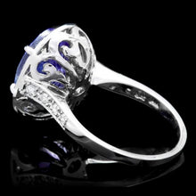 Load image into Gallery viewer, 5.40 Carats Natural Tanzanite and Diamond 14k Solid White Gold Ring