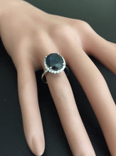 Load image into Gallery viewer, 7.50 Carats Exquisite Natural Blue Sapphire and Diamond 14K Solid White Gold Ring