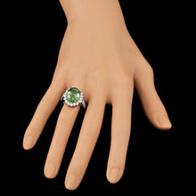 Load image into Gallery viewer, 9.30 Carats Natural Green Tourmaline and Diamond 14K Solid White Gold Ring