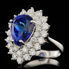 Load image into Gallery viewer, 8.70 Carats Natural Tanzanite and Diamond 18K Solid White Gold Ring
