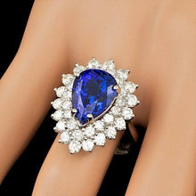 Load image into Gallery viewer, 8.70 Carats Natural Tanzanite and Diamond 18K Solid White Gold Ring
