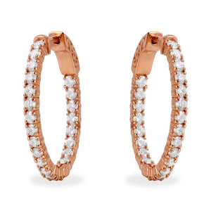 Exquisite 2.32 Carats Natural Diamond 14K Solid Rose Gold Hoop Earrings