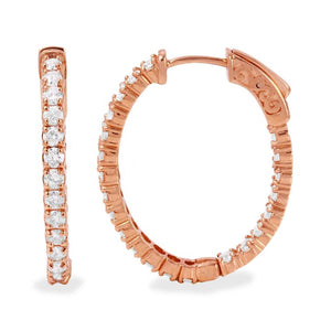 Exquisite 2.32 Carats Natural Diamond 14K Solid Rose Gold Hoop Earrings
