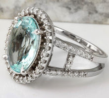 Load image into Gallery viewer, 4.75 Carats Natural Aquamarine and Diamond 14K Solid White Gold Ring