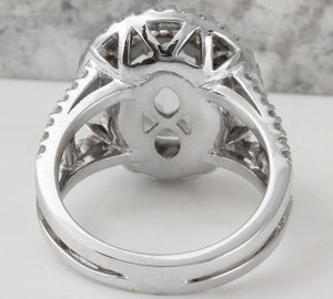 4.75 Carats Natural Aquamarine and Diamond 14K Solid White Gold Ring