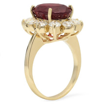 Load image into Gallery viewer, 9.60 Carats Natural Red Garnet and Diamond 14K Yellow Gold Ring