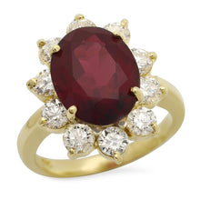 Load image into Gallery viewer, 9.60 Carats Natural Red Garnet and Diamond 14K Yellow Gold Ring