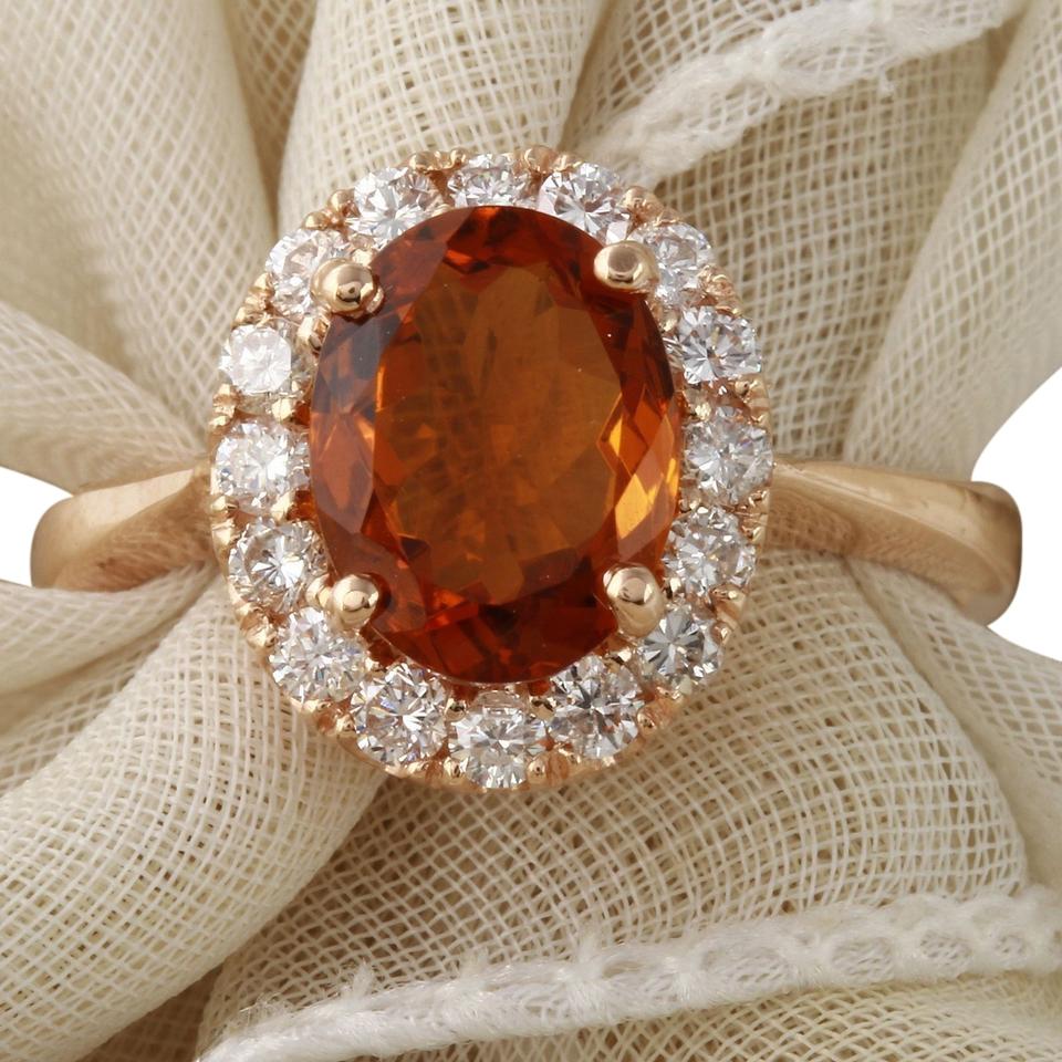 2.35 Carats Exquisite Natural Madeira Citrine and Diamond 14K Solid Rose Gold Ring