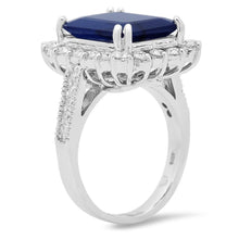Load image into Gallery viewer, 8.20 Carats Natural Blue Sapphire and Diamond 14K Solid White Gold Ring
