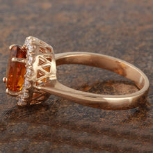 Load image into Gallery viewer, 2.35 Carats Exquisite Natural Madeira Citrine and Diamond 14K Solid Rose Gold Ring