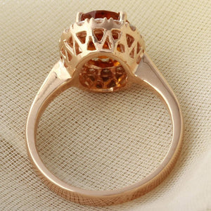 2.35 Carats Exquisite Natural Madeira Citrine and Diamond 14K Solid Rose Gold Ring