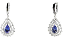 Load image into Gallery viewer, Exquisite 6.00 Carats Natural Tanzanite and Diamond 14K Solid White Gold Stud Earrings