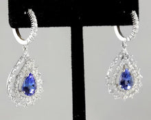 Load image into Gallery viewer, Exquisite 6.00 Carats Natural Tanzanite and Diamond 14K Solid White Gold Stud Earrings