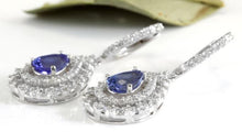 Load image into Gallery viewer, Exquisite 6.00 Carats Natural Tanzanite and Diamond 14K Solid White Gold Stud Earrings