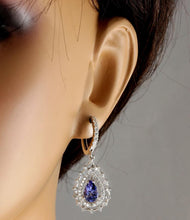 Load image into Gallery viewer, Exquisite 6.00 Carats Natural Tanzanite and Diamond 14K Solid White Gold Stud Earrings