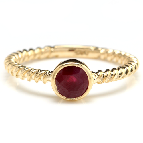 0.80 Carats Exquisite Natural Ruby 14K Solid Yellow Gold Ring