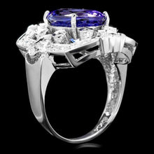 Load image into Gallery viewer, 6.30 Carats Natural Tanzanite and Diamond 14K Solid White Gold Ring