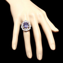 Load image into Gallery viewer, 6.30 Carats Natural Tanzanite and Diamond 14K Solid White Gold Ring
