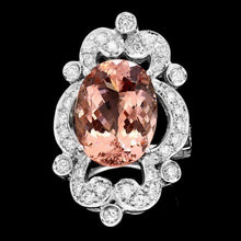 Load image into Gallery viewer, 10.20 Carats Natural Morganite and Diamond 14K Solid White Gold Ring