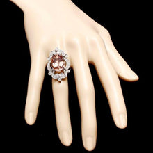 Load image into Gallery viewer, 10.20 Carats Natural Morganite and Diamond 14K Solid White Gold Ring