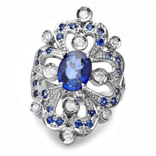 Load image into Gallery viewer, 3.00 Carats Natural Blue Sapphire and Diamond 14K Solid White Gold Ring