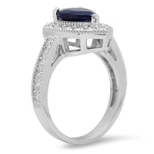 Load image into Gallery viewer, 3.90 Carats Natural Blue Sapphire and Diamond 14K Solid White Gold Ring