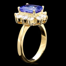 Load image into Gallery viewer, 3.60 Carats Natural Tanzanite and Diamond 14K Solid Yellow Gold Ring