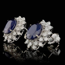 Load image into Gallery viewer, 8.10 Carats Natural Sapphire and Diamond 14K Solid White Gold Earrings