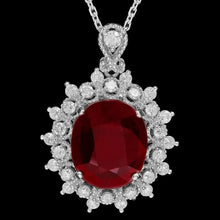 Load image into Gallery viewer, 6.20Ct Natural Red Ruby and Diamond 14K Solid White Gold Pendant