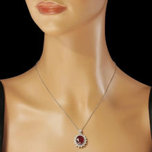 Load image into Gallery viewer, 6.20Ct Natural Red Ruby and Diamond 14K Solid White Gold Pendant