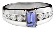 Load image into Gallery viewer, 1.00 Carat Natural Very Nice Looking Tanzanite and Diamond 14K Solid White Gold Ring