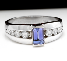 Load image into Gallery viewer, 1.00 Carat Natural Very Nice Looking Tanzanite and Diamond 14K Solid White Gold Ring