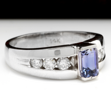 Load image into Gallery viewer, 1.00 Carat Natural Very Nice Looking Tanzanite and Diamond 14K Solid White Gold Ring