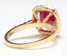 Load image into Gallery viewer, 4.60 Carats Impressive Red Ruby and Natural Diamond 14K Yellow Gold Ring