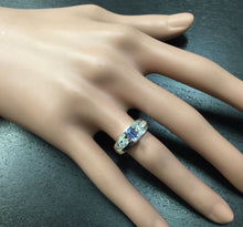 Load image into Gallery viewer, 1.00 Carat Natural Very Nice Looking Tanzanite and Diamond 14K Solid White Gold Ring