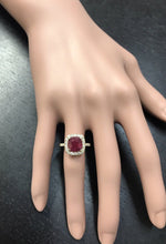 Load image into Gallery viewer, 4.60 Carats Impressive Red Ruby and Natural Diamond 14K Yellow Gold Ring