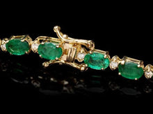 Load image into Gallery viewer, Impressive 11.40 Carats Natural Emerald &amp; Diamond 14K Solid Yellow Gold Bracelet