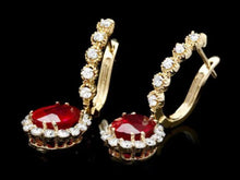 Load image into Gallery viewer, 9.10Ct Natural Ruby and Diamond 14K Solid Yellow Gold Earrings